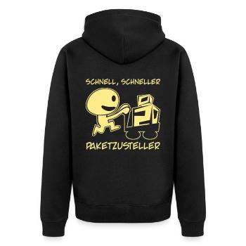 Paketzusteller Postbote Witz Paketbote - Unisex Premium Bio Zip Hoodie - Schwarz - Hinten - Nico (187cm)