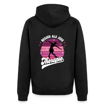 Eislaufen - Unisex Premium Bio Zip Hoodie - Schwarz - Hinten - Nico (187cm)