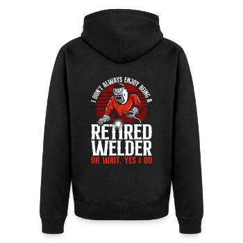 Welder Welding Retirement Vintage - Unisex Premium Bio Zip Hoodie - Schwarz - Hinten - Nico (187cm)