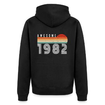 1982 Geburtstag - Unisex Premium Bio Zip Hoodie - Schwarz - Hinten - Nico (187cm)