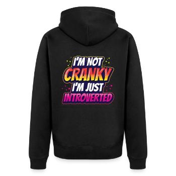 I'm not cranky I'm just an introvert - Unisex Premium Organic Zip Hoodie - black - Back - Nico (187cm)