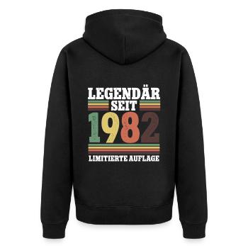Legendär Seit 1982 Geburtstag - Unisex Premium Bio Zip Hoodie - Schwarz - Hinten - Nico (187cm)