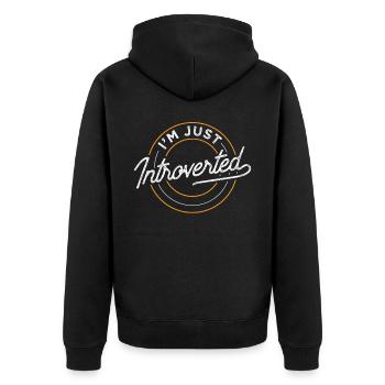 Ich Bin Einfach Introvertiert Introvertierter - Unisex Premium Bio Zip Hoodie - Schwarz - Hinten - Nico (187cm)