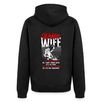 Welder Welding Wife Vintage Welder - Unisex Premium Bio Zip Hoodie - Schwarz - Hinten - Nico (187cm)