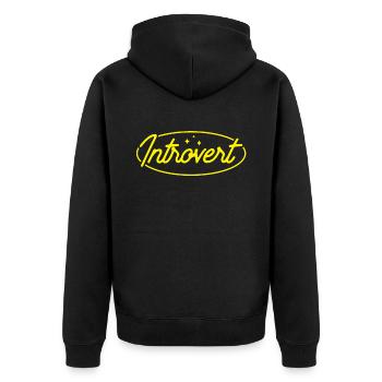 Introvertiert Introvertierter Schüchtern Sarkasmus - Unisex Premium Bio Zip Hoodie - Schwarz - Hinten - Nico (187cm)