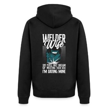 Welder Welding Marriage Wedding - Unisex Premium Bio Zip Hoodie - Schwarz - Hinten - Nico (187cm)