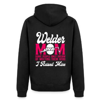 Welder Welding Mother Vintage - Unisex Premium Bio Zip Hoodie - Schwarz - Hinten - Nico (187cm)