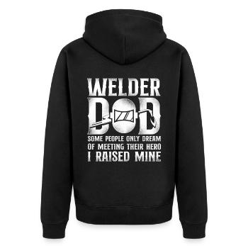 Welder Welding Father Vintage - Unisex Premium Organic Zip Hoodie - black - Back - Nico (187cm)