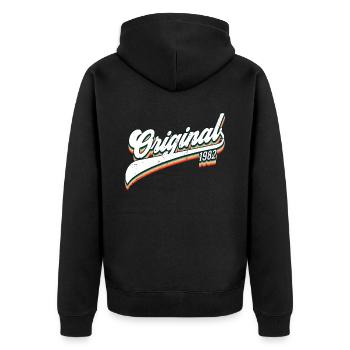 1982 Geburtstag - Unisex Premium Bio Zip Hoodie - Schwarz - Hinten - Nico (187cm)