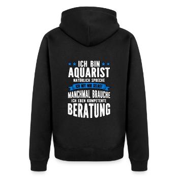 Aquarianer - Unisex Premium Bio Zip Hoodie - Schwarz - Hinten - Nico (187cm)
