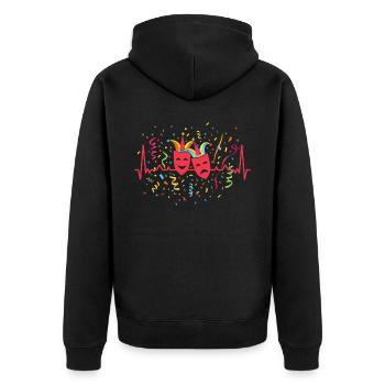 Konfetti Herzschlag Karneval Masken Rosenmontag - Unisex Premium Bio Zip Hoodie - Schwarz - Hinten - Nico (187cm)
