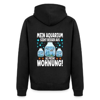 Aquarianer - Unisex Premium Bio Zip Hoodie - Schwarz - Hinten - Nico (187cm)