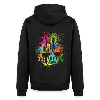 Kölner Dom Karneval Fasching Köln Kostümersatz - Unisex Premium Bio Zip Hoodie - Schwarz - Hinten - Nico (187cm)