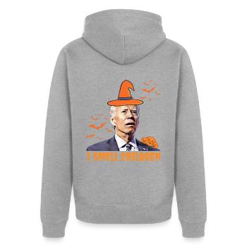 Biden Halloween , I Smell Children, Republicans - Unisex Premium Organic Zip Hoodie - heather grey - Back - Nico (187cm)