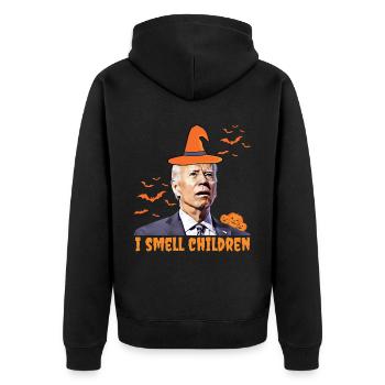 Biden Halloween , Je sens les enfants, Républicains - Veste à capuche bio Premium Unisexe - noir - Dos - Nico (187cm)