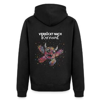 Konfetti Monster Karneval Fasnacht 5. Jahreszeit - Unisex Premium Bio Zip Hoodie - Schwarz - Hinten - Nico (187cm)