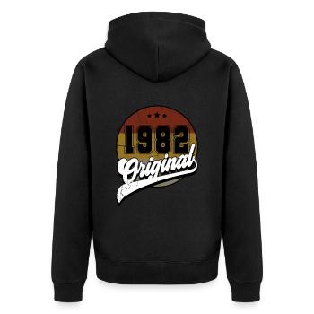 1982 Geburtstag - Unisex Premium Bio Zip Hoodie - Schwarz - Hinten - Nico (187cm)