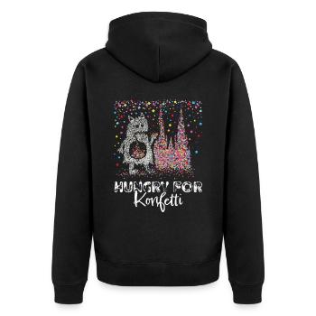 Kölner Dom Karneval Konfetti Monster Kölle Colonia - Unisex Premium Bio Zip Hoodie - Schwarz - Hinten - Nico (187cm)