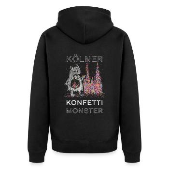 Kölner Dom Köln Konfetti Monster Karneval Fasnacht - Unisex Premium Bio Zip Hoodie - Schwarz - Hinten - Nico (187cm)