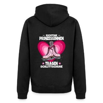 Eislaufen - Unisex Premium Bio Zip Hoodie - Schwarz - Hinten - Nico (187cm)