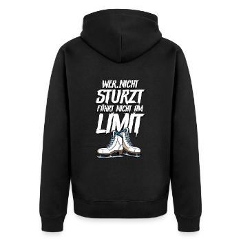 Eislaufen - Unisex Premium Bio Zip Hoodie - Schwarz - Hinten - Nico (187cm)
