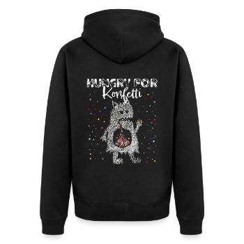 Konfetti Monster Karneval Fasnacht 5. Jahreszeit - Unisex Premium Bio Zip Hoodie - Schwarz - Hinten - Nico (187cm)