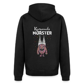 Karneval Köln Kölner Dom Konfetti Fasnacht Colonia - Unisex Premium Bio Zip Hoodie - Schwarz - Hinten - Nico (187cm)