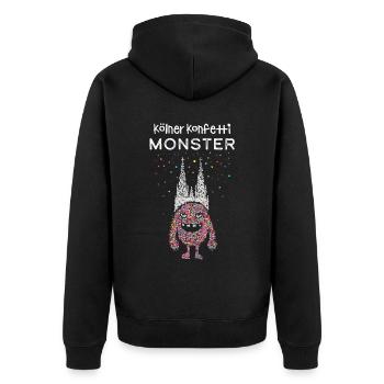 Kölner Konfetti Monster Köln Dom Karneval Fasnacht - Unisex Premium Bio Zip Hoodie - Schwarz - Hinten - Nico (187cm)