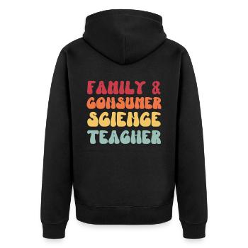 Lehrer für Familien- und Verbraucherwissenschaften FACS Groovy - Unisex Premium Bio Zip Hoodie - Schwarz - Hinten - Nico (187cm)