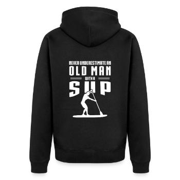 Ne sous-estimez jamais un vieil homme avec un SUP - Veste à capuche bio Premium Unisexe - noir - Dos - Nico (187cm)