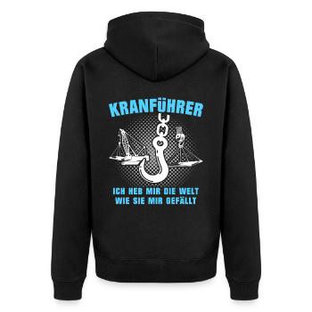 Kranführer Kran Kranfahrer Kranhaken - Unisex Premium Bio Zip Hoodie - Schwarz - Hinten - Nico (187cm)