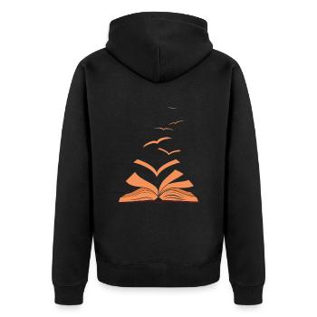 Livre Oiseaux Volant Oiseau Bookworm - Veste à capuche bio Premium Unisexe - noir - Dos - Nico (187cm)