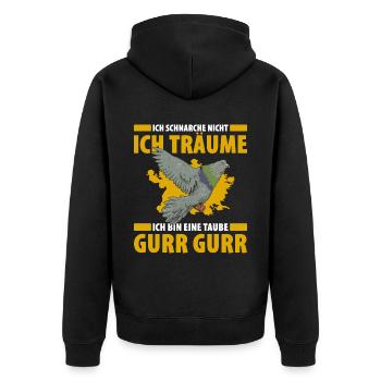 Ich Schnarche Nicht Ich Träume Ich Bin Eine Taube - Unisex Premium Bio Zip Hoodie - Schwarz - Hinten - Nico (187cm)