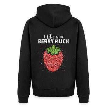 Erdbeere Kostümersatz Karneval Fasching Geschenk - Unisex Premium Bio Zip Hoodie - Schwarz - Hinten - Nico (187cm)