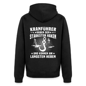 Kranführer Kran Kranfahrer Kranhaken - Unisex Premium Bio Zip Hoodie - Schwarz - Hinten - Nico (187cm)