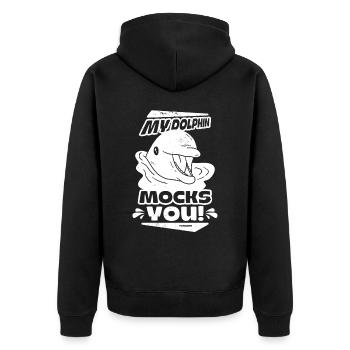 Delfin Delfinschule Säugetier Meer Delfinarium - Unisex Premium Bio Zip Hoodie - Schwarz - Hinten - Nico (187cm)