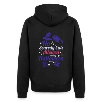 An Halloween sind keine ängstlichen Katzen erlaubt - Unisex Premium Bio Zip Hoodie - Schwarz - Hinten - Nico (187cm)