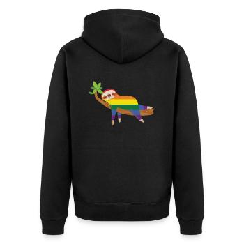 Sloth Pride - Unisex Premium Organic Zip Hoodie - black - Back - Nico (187cm)