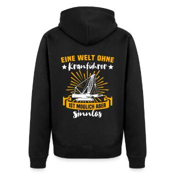 Kranführer Kran Kranfahrer Kranhaken - Unisex Premium Bio Zip Hoodie - Schwarz - Hinten - Nico (187cm)