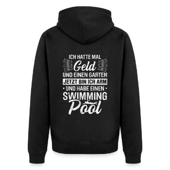 Ich Hatte Mal Geld Und Einen Garten Jetzt Bin Ich - Unisex Premium Bio Zip Hoodie - Schwarz - Hinten - Nico (187cm)