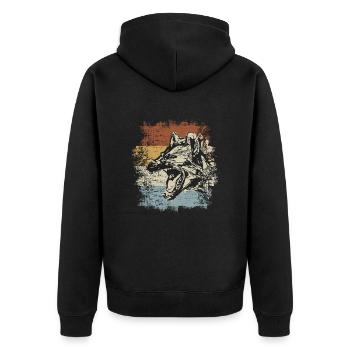 Vintage Hyena - Unisex Premium Organic Zip Hoodie - black - Back - Nico (187cm)