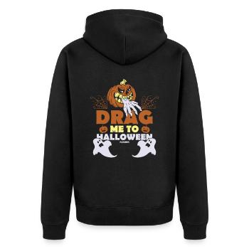 Halloween Pumpkin Ghost Monster Gift - Unisex Premium Organic Zip Hoodie - black - Back - Nico (187cm)