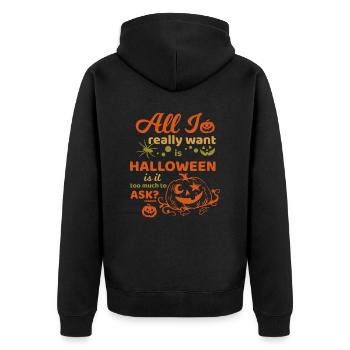 I want Halloween - Unisex Premium Organic Zip Hoodie - black - Back - Nico (187cm)