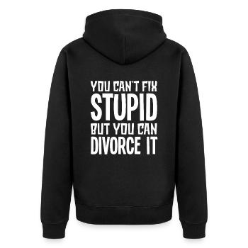 Scheidung - Unisex Premium Bio Zip Hoodie - Schwarz - Hinten - Nico (187cm)