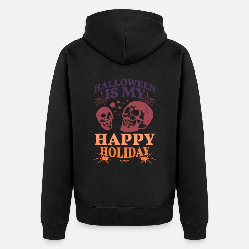 Halloween est mes joyeuses fêtes - Veste à capuche bio Premium Unisexe - noir
