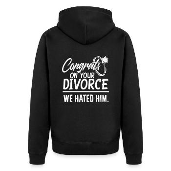 Divorce Girlfriends Party Gift - Unisex Premium Organic Zip Hoodie - black - Back - Nico (187cm)