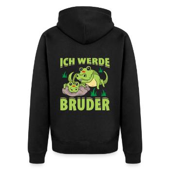 Ich Werde Bruder Krokodil Geschenk - Unisex Premium Bio Zip Hoodie - Schwarz - Hinten - Nico (187cm)