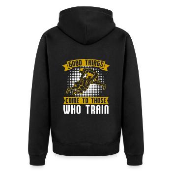 Catch Wrestling Good Things Come Wrestler Fight - Unisex Premium Organic Zip Hoodie - black - Back - Nico (187cm)