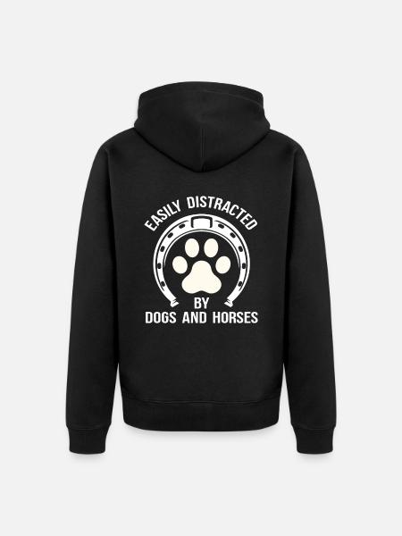 Dog Horse Lover Gift - Unisex Premium Organic Zip Hoodie - black