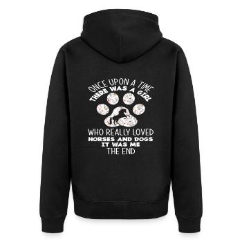 Chiens Chevaux Fille Femme - Veste à capuche bio Premium Unisexe - noir - Dos - Nico (187cm)